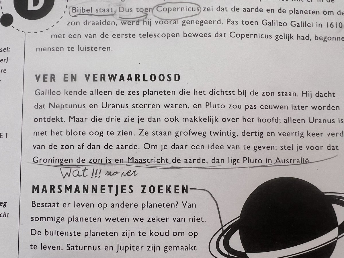 Heleenbuhrs's tweet photo. Tekstgerichte vraag na deze alinea: Op welke manier probeert de schrijver jou uit te leggen hoe de planeten zich qua afstanden verhouden tot de zon? Ik vind de antwoorden die kinderen geven zo knap. #groep6 https://t.co/Ls7hJ31RK3