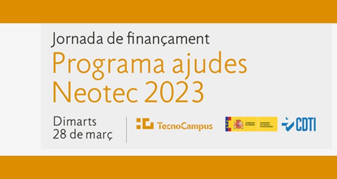 CDTI_innovacion's tweet photo. 📢 ¿Eres una #Empresa de Base Tecnológica y quieres conocer el programa de ayudas #NEOTEC2023? El CDTI Innovación te lo cuenta en este webinario de @TecnoCampus👇
 
🗓️ 28-MARZO-10:00h. 
📍 Fundació TecnoCampus

Más información ➡️https://t.co/pmq100Qhbl

#NEOTEC #AyudasCDTI #EBT https://t.co/VgkVE7ddbd