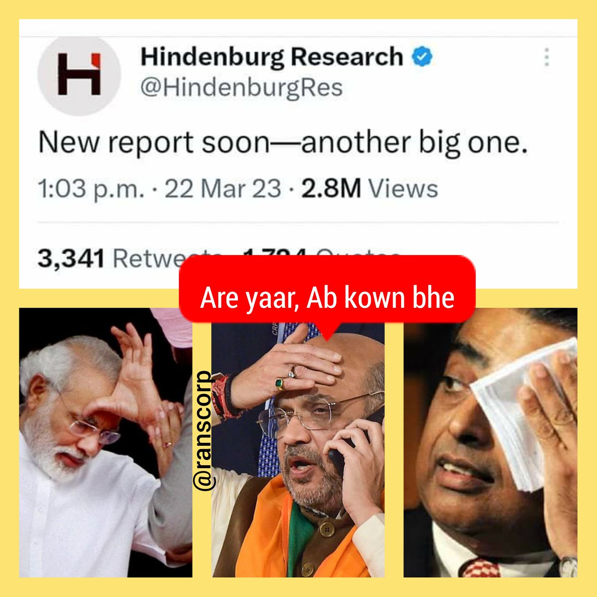 Hindenburg Research announces upcoming report release.🤣🤣🤣🤗🤗🤗🤗
#Hindenburg #HindenburgReport #AdaniScam @HindenburgRes @HindenburgNews @gautam_adani @AdaniOnline