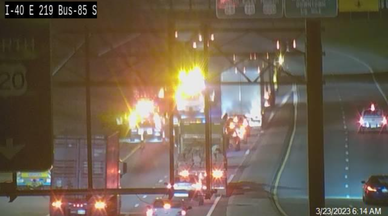 WXIIChristina's tweet photo. 🚨 #WXIITraffic @WXII: There's a crash reported on I-40 EB near Randleman Rd/ Business 85 (Hwy-29) exit. Crews are currently on the scene helping to clear the road. https://t.co/RyJ7d536qL