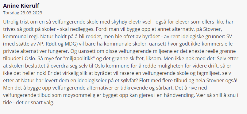 anineki's tweet photo. Vil du bli med og jobbe mot at Oslos eneste reelt grønne vgs-tilbud, som også har skyhøy elevtrivsel,  raseres av @SVparti @OsloAp, Rødt og @Partiet? 

En kort forklaring fra meg, men les heller hva elevene selv skriver, og signer opprop her! https://t.co/ozW0IP5ZAt https://t.co/Dp75ZHkUFT