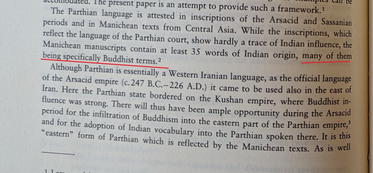 Sims-Williams (1983: 132) makes this observation. An indirect item of linguistic evidence that suggests a not insignificant number of Buddhists lived under the Parthians.