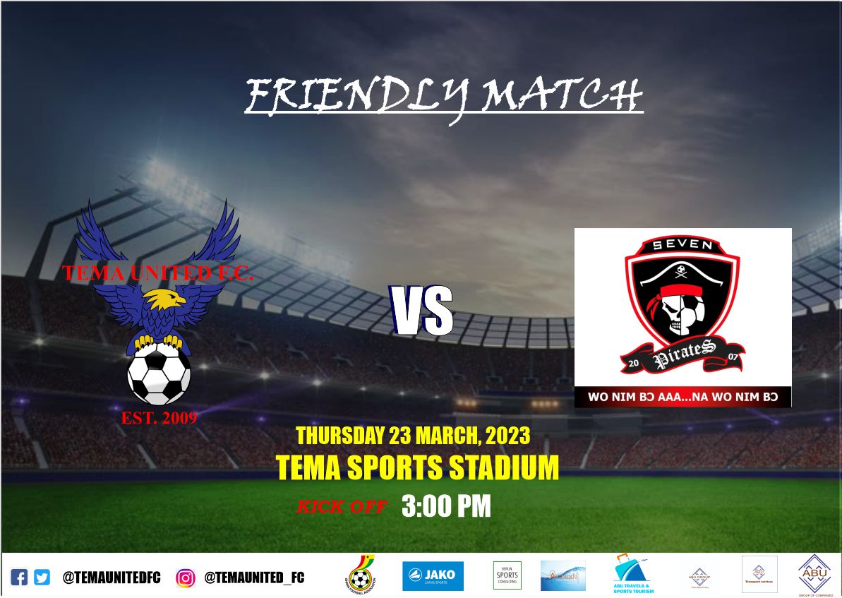 TemaUnitedFC's tweet photo. A friendly match against 7 pirates Sporting Club 
⏱ 3PM
🏟 Tema Sports Stadium https://t.co/TNAsd0QG47