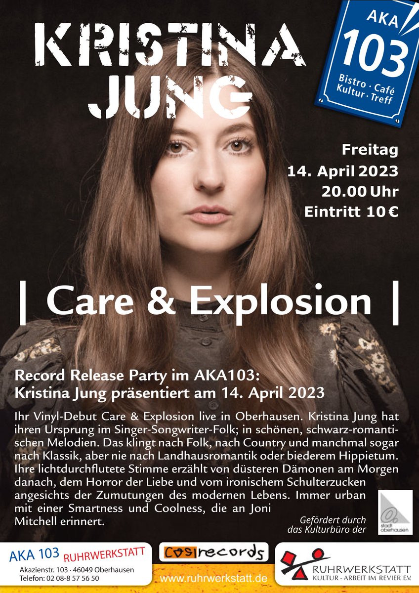 cosirecords's tweet photo. At last! Nicht einfach, in diesen komischen Zeiten eine Platte zu veröffentlichen. Aber jetzt: Wir feiern Record Release! Kristina Jung wird ihre LP Care&amp; Explosion präsentieren und wir freuen uns wie Bolle! #folk #ghostfolk #acousticguitar #vinyl #womensmusic #singersongwriter https://t.co/R8PRDj9tCF