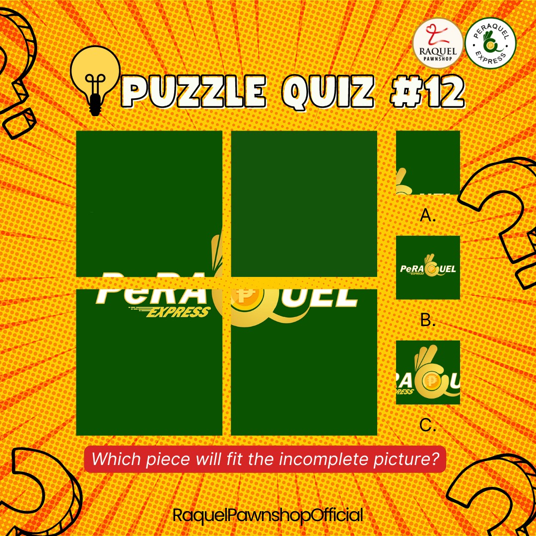 Raquel_Pawnshop's tweet photo. Raquelistas! 

Mag Padala na pinaka Mabilis, Mura at Maasahan pera padala
dito kana sa #PeraquelExpress

Join ka na rin sa  Raquel Pawnshop  "Puzzle Quiz #12”
para manalo ng mga papremyo.

Just comment your correct answers

#RaquelPawnshop #PalagayAngLoobKo https://t.co/vwWnOovPmH