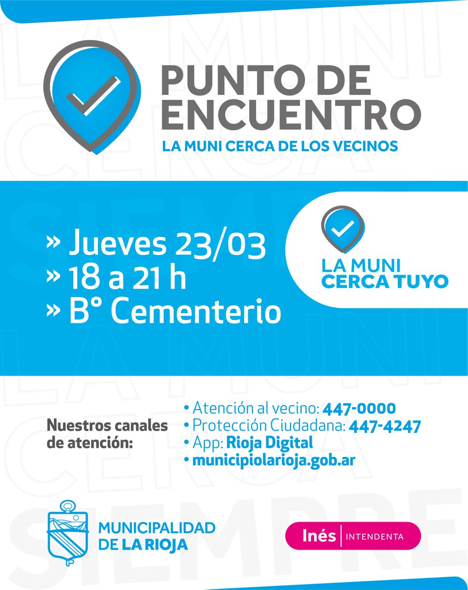 Ciudad_TVLR's tweet photo. 📍Punto de Encuentro, desde las 18 hs en el B° Cementerio.

@Munilarioja cerca de los vecinos. https://t.co/er4FeRGY04