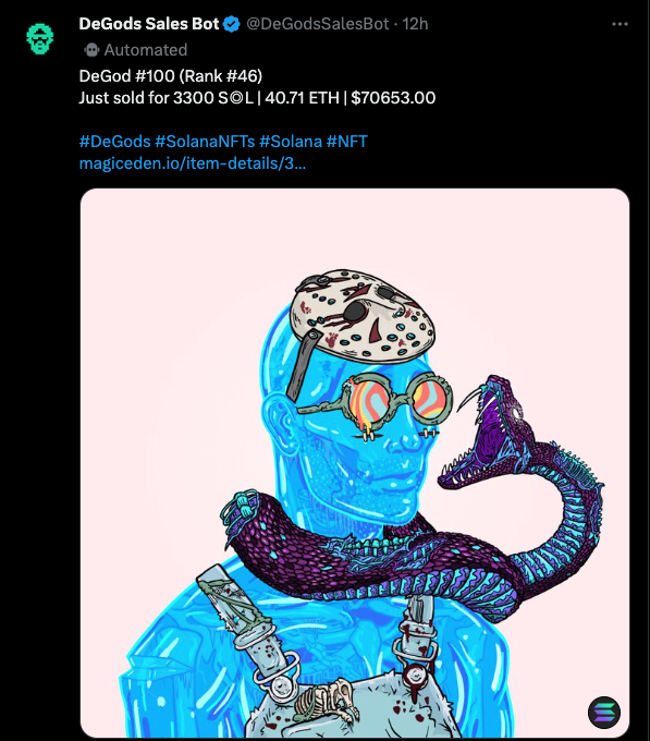 CecilyLongLegs's tweet photo. @BaerEvo_ @DeGodsNFT Theres been some pretty huge  sales over the last week. Re-sharing a few of them here.

- Ice Mamba (3300 SOL : 40.71 ETH)
- Naked Ape (1700 SOL : 20.89 ETH)
- Transcendent Nova (1500 SOL : 18.53 ETH)
- Ape Mamba (1400 SOL : 18.02 ETH) https://t.co/PRGjllKG8z