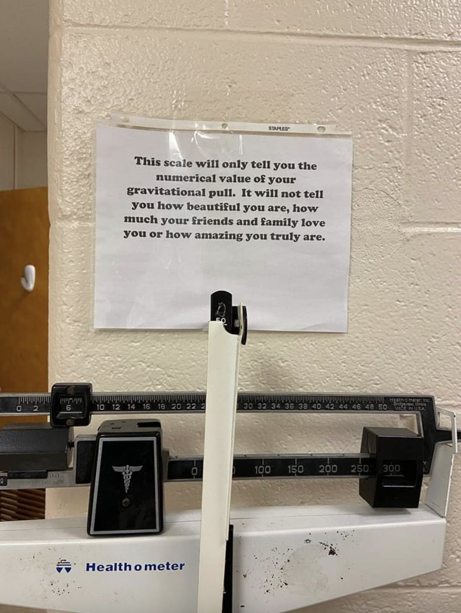 This is the power school nurses bring to their school communities. Sharing an important message from a high school nurse in NJ who posted this over her scale.