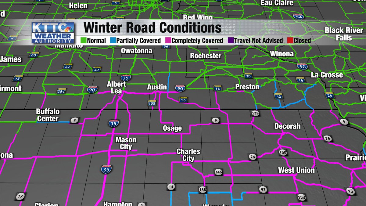 Roads may be rather slick in north Iowa and far southern Minnesota from the snow that has been falling in the predawn hours today. Snow will taper off by sunrise this morning with totals ranging from 1/2 inch to 2 inches south of I-90. https://t.co/09J9HtqTp9 https://t.co/KONN2edwu7