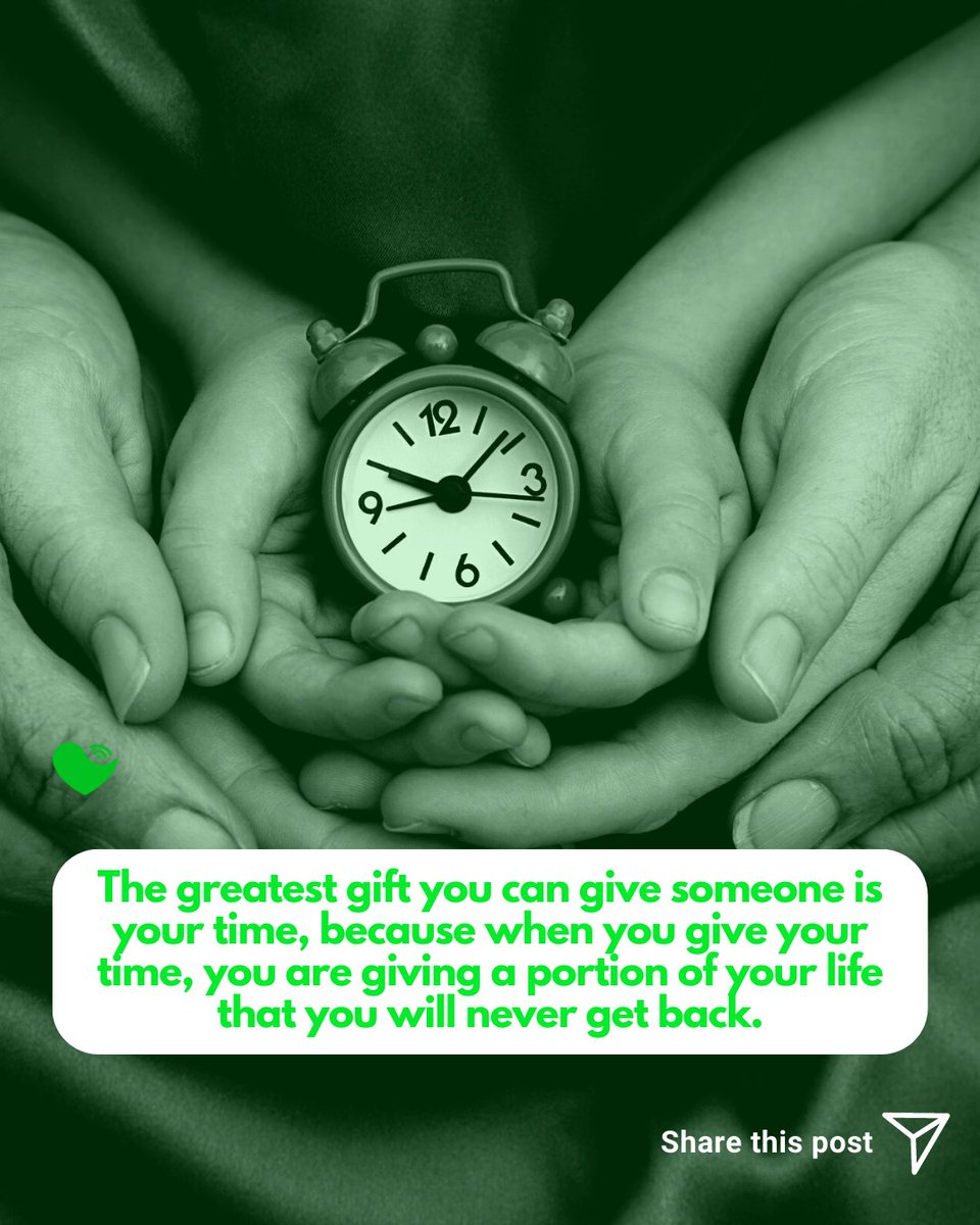 SaveSoulApp's tweet photo. Time is something that we all have a limited amount of, and once it has been spent, we can never get it back.

Therefore, when we give our time to someone, we are giving them a portion of our life that we can never reclaim.

So, Time is the greatest gift you can give someone. https://t.co/pEzqDx9hyE