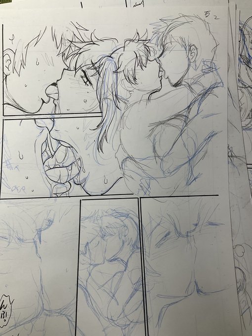 ネームに詰まったので同人に逃げている。リンママの桐野と竜馬のベロチューシーン。 