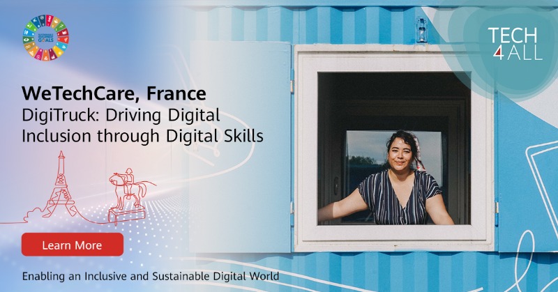 HUAWEI_TECH4ALL's tweet photo. DYK, 35% of French people have difficulty using digital tools &amp; the Internet? 

@WeTechCareORG explains how #DigiTruck France is providing free #DigiSkills for unemployed youth &amp; elderly people in priority districts in French cities 🔽

🚌#SDG4 #MWC23 #TECH4ALL 🚌
