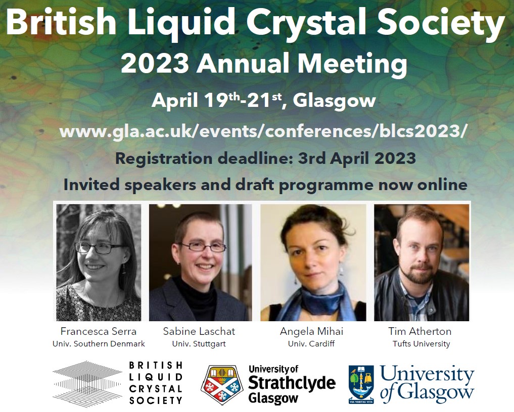 Invited speakers and a draft programme are now available for next months BLCS Annual Meeting! Don't forget to register by the 3rd April.
#liquidcrystals #TheBLCS