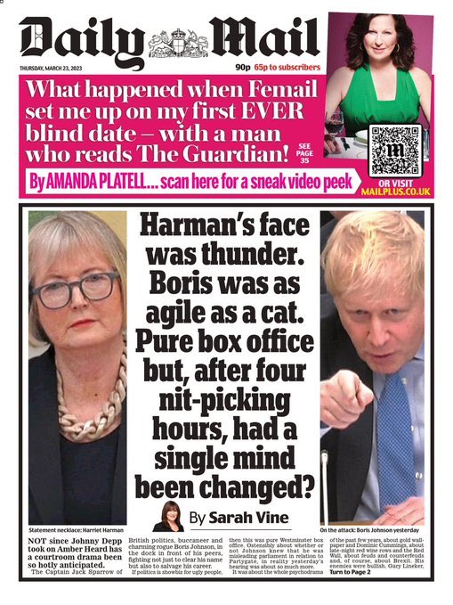 No. We all still think he's a lying amoral opportunist. 

I mean, a man with a passing association with the truth swearing on the Bible to tell the whole truth about whether he didn't tell the truth. You couldn't make it up.
#dailymail #BorisJohnson #BorisJohnsonHearing