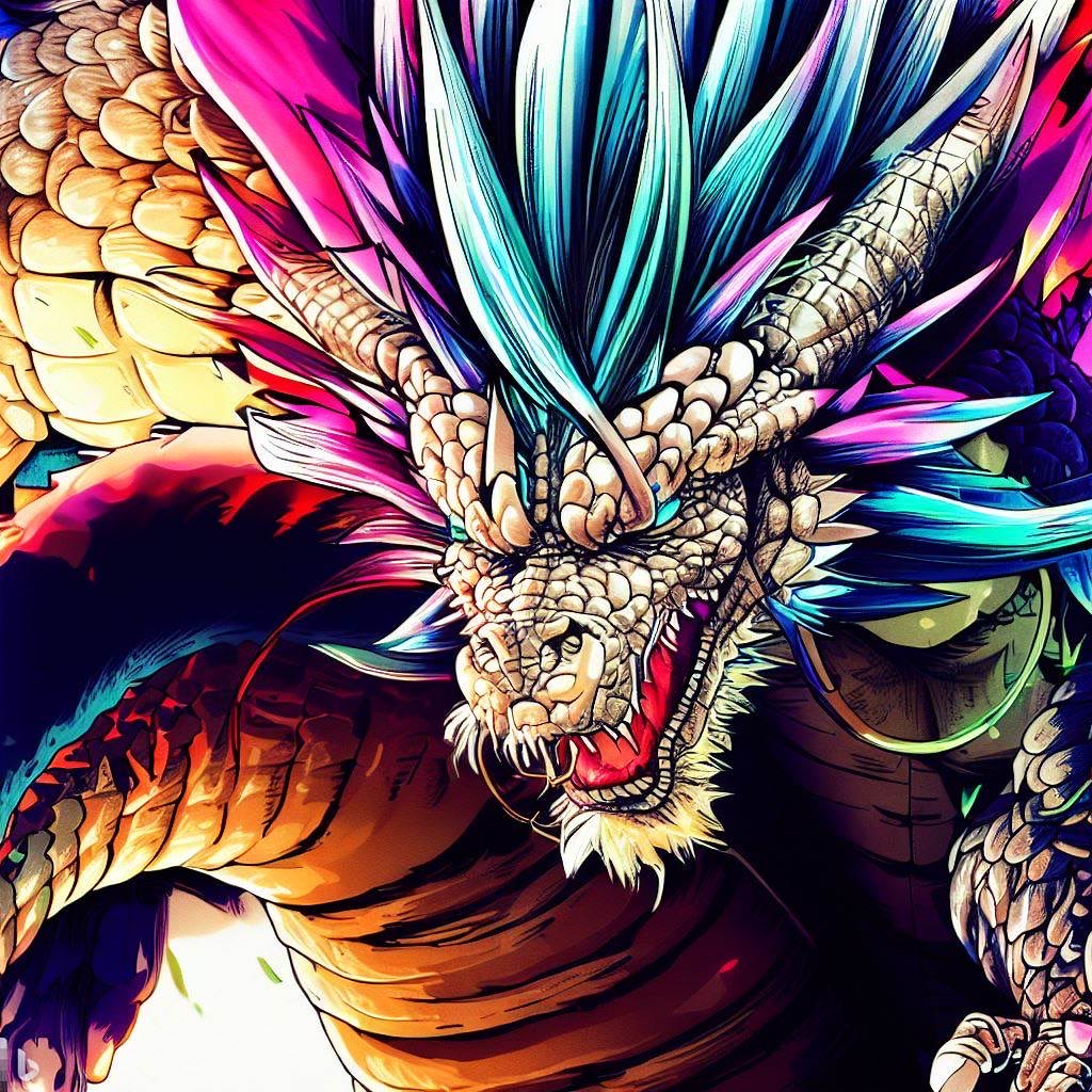 magnificent and powerful dragon, colorful, high contrast, highly detailed, style of dragonball comics, soft light