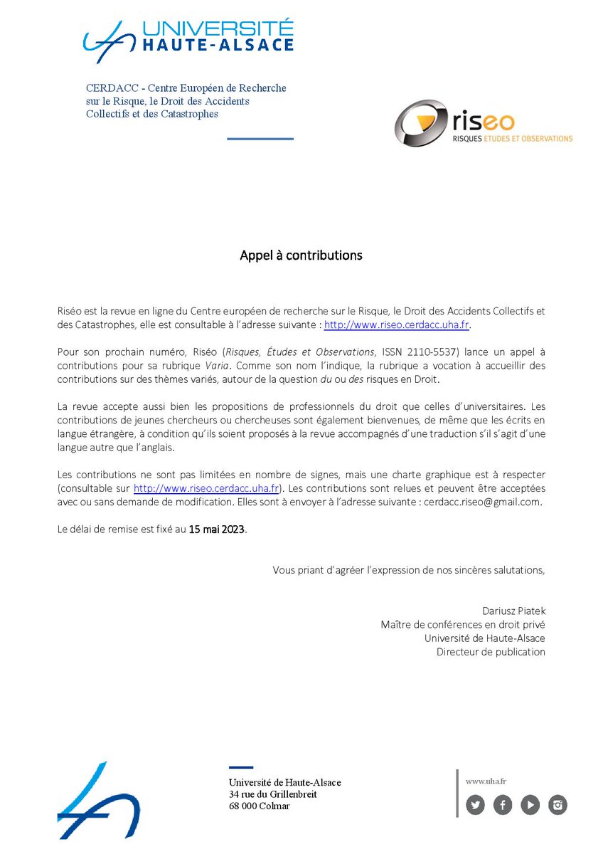 Riséo attend toujours vos contributions pour sa rubrique "Varia" !