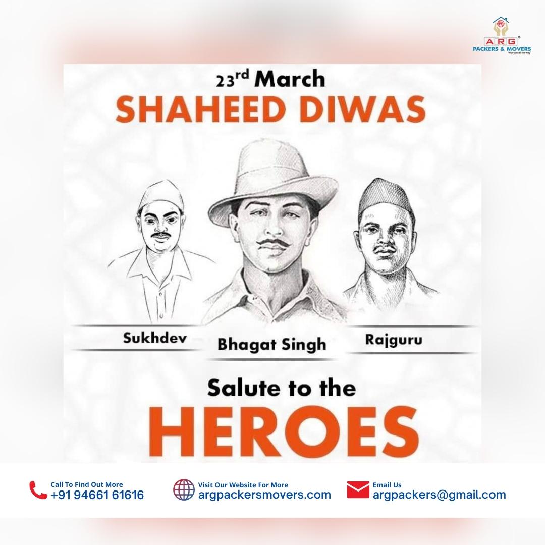Our martyrs will keep inspiring us for years to come, and the occasion of #ShaheedDiwas will keep us motivated to always keep our country first. Warm wishes on Martyr's Day!

#ARGPackers #packersandmoversindia