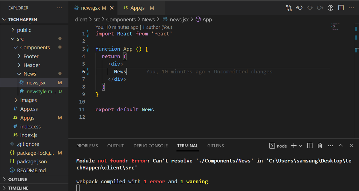 odimkingsley1's tweet image. Please I need your support
What have I done wrong here that is showing module not found: error??
Because of this issue, it is hindering my components to display contents
#reactdevelopers
#developers
#React #reactjs #SoftwareEngineering @sumitsaurabh927 @reactive_dude @reactjs