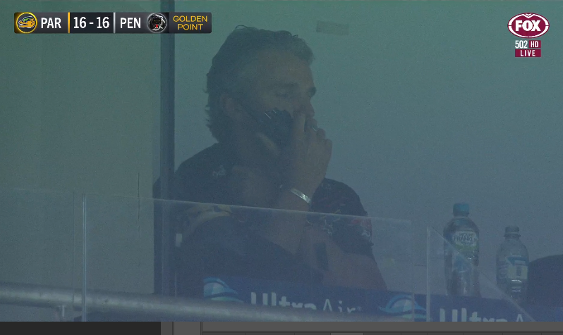 sportsbetcomau's tweet photo. 'Tell Nathan I'll get him an extra three McFlurries if he ices the game!' #NRLEelsPanthers https://t.co/4JlkoLLda7