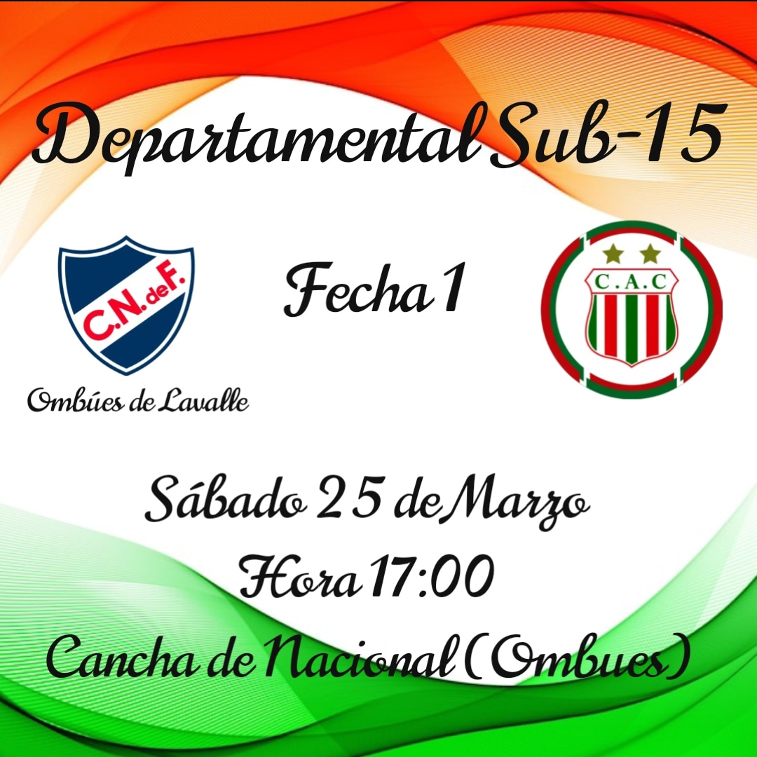 CardonaCAColon's tweet photo. COMIENZA EL FUTBOL OFICIAL
Departamental Sub-15
Serie 1 - Fecha 1
🆚 @nacionalombues
📅 Sábado 25 de Marzo
🕢 17:00
🏟️ Nacional de Ombúes
#OrgulloDecano
#vamosxmasymejorcolon https://t.co/myUAnO8sEj