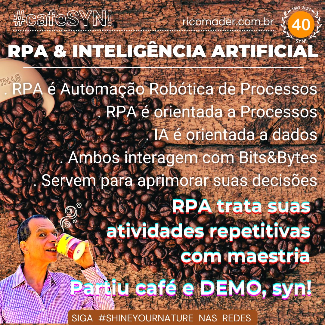 ricovmader's tweet photo. #cafeSYN! ☕🥐🤔👾🤖
#IA #ChatGPT invadem sua timeline
Como #tecnologia traz #valor para seus #negocios e #empresa
Conheça e adote #RPA:
https://t.co/pJKOfugErB
Ah! Pegue seu #cafe e corre pedir #demonstracao, syn!
#robotprocessautomation 
#inteligenciaartificial
#shineyournature https://t.co/zxryw7sc6r