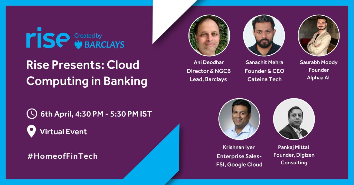 cateinatech's tweet photo. Join an insightful session on "Cloud Computing in Banking", hosted by Rise, created by Barclays on 6th April'23. Sanachit Mehra, founder of Cateina Technologies would be a panelist in this session. https://t.co/quALZchbUg