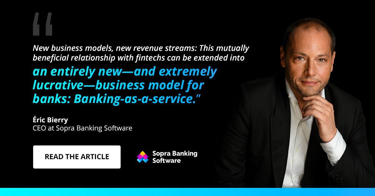 SBS_Software's tweet image. 💡 74% of banks still view fintechs as a threat to their existence, but an even greater number (77%) feel pressured to work with them to stay relevant.

Find out more by reading Eric BIERRY&apos;s, CEO at Sopra Banking Software, article published in BAI 👉 rb.gy/ahshbe