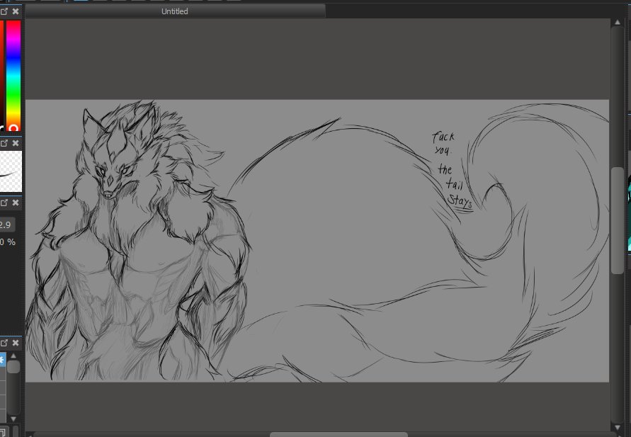 ZayTheWolf's tweet photo. Playing around with bodies (no, that's not his final body, just wanted to draw something buff. It's been a while :v)

Also fuck you, yes the hyper tail is staying. https://t.co/GkxomkMFlg