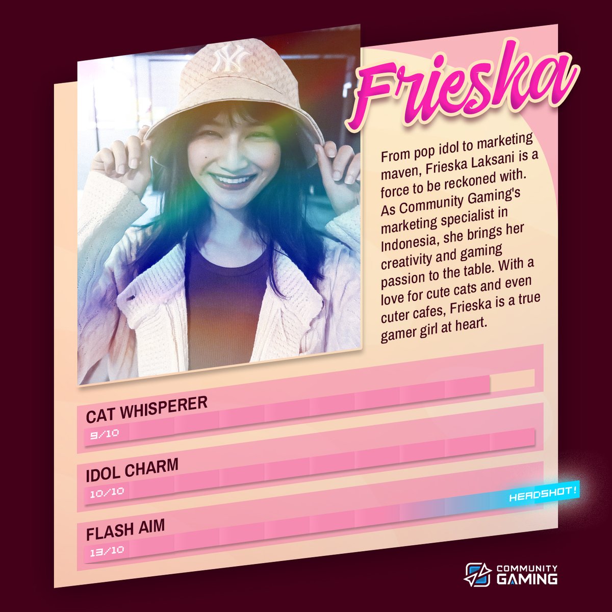 CGaming_SEA's tweet photo. It's still March... means another spotlight for our female team members! ✨
Introducing our @thisfrieska!
Frieska is a breath of fresh air and always brings positive energy! We're glad to call her a teammate! ❤️
#GameOnGirl #IWD2023 #SEApremacy https://t.co/7VN4ditd0V