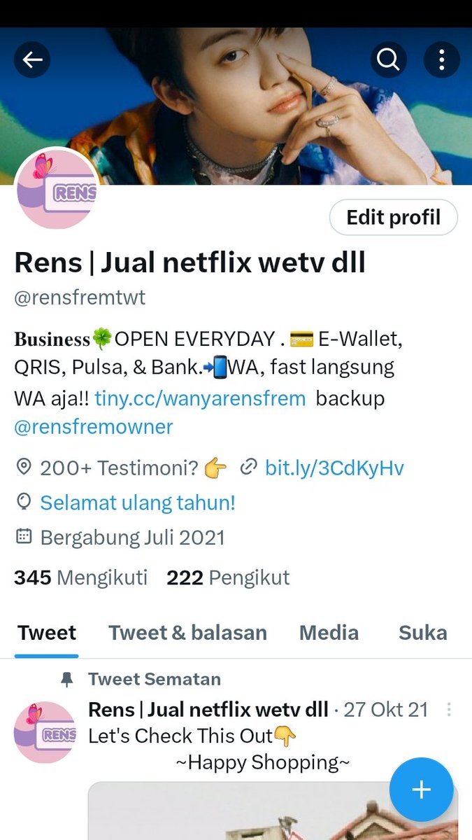 Haloo
Selamat berbuka puasa semuanya, krn ini hari pertama puasa dan kebetulan hari ultahku sama renjun🥺❤ aku rasa waktu yg tepat buat GA

rulesnya follow dan rt aja nanti aku fb yaa. 

Thx semuaa💙

#zonauang #zonauangᅠᅠᅠ #zonajajan #ZonaBA #jualnetflix