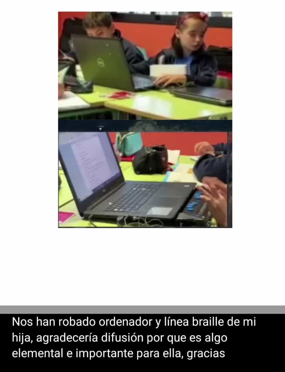 Desde el cole, os rogamos difusión. Es un elemento esencial para nuestra alumna por su configuración. Cualquier información rogamos avisen a Policía. Si quisieran devolver solo tienen que dejarlo en nuestro centro, calle San Luis 35. Muchas gracias.