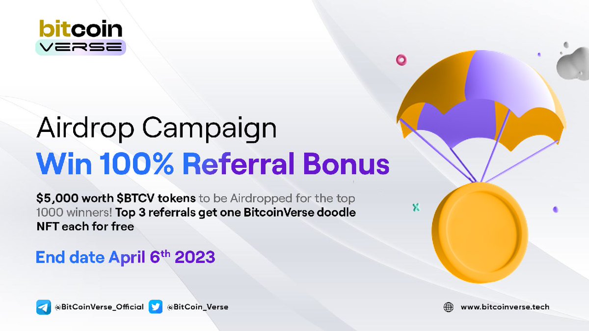 AirdropNinjaPro's tweet photo. New airdrop: BitcoinVerse 
Reward: $5,000 worth $BTCV (~$5 per winner)
Distribution: With in 3days after TGE

🔗Airdrop Link:  https://t.co/ld4zG3cRgd https://t.co/4sCzIi7OaV