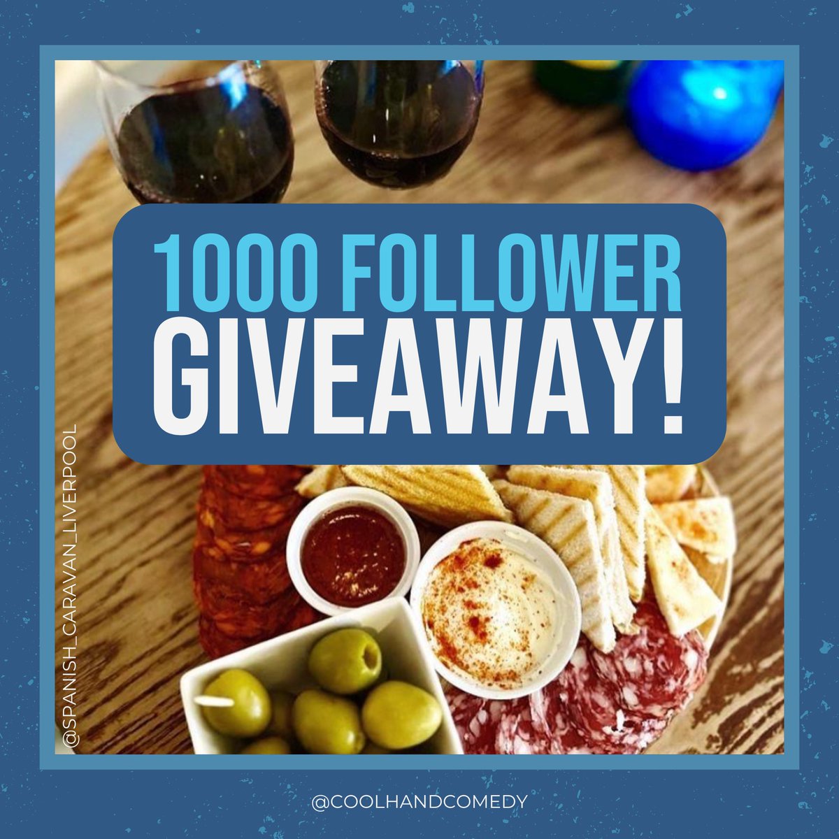 CoolHandComedy's tweet photo. To celebrate reaching 1000 followers on our Instagram page we are giving away a Sharing Board and a Bottle of Wine at our next show at Spanish Caravan on 14th April!

Go to either our facebook or instagram page @coolhandcomedy and follow the steps to enter. https://t.co/sFv7QcBXgV