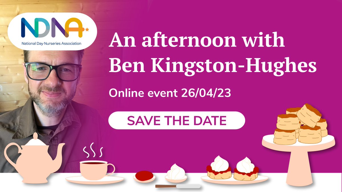 NDNAtalk's tweet photo. 🤩 Looking to enrich your nursery environment? 🤩 We have the perfect FREE event for you members!
Join us for An Afternoon with...Ben Kingston-Hughes. You’ll also hear NDNA’s Chief Executive, Purnima Tanuku OBE.
https://t.co/lIrIKzBHbp
#NDNAMemberEvents https://t.co/lAm2PxWZQ8
