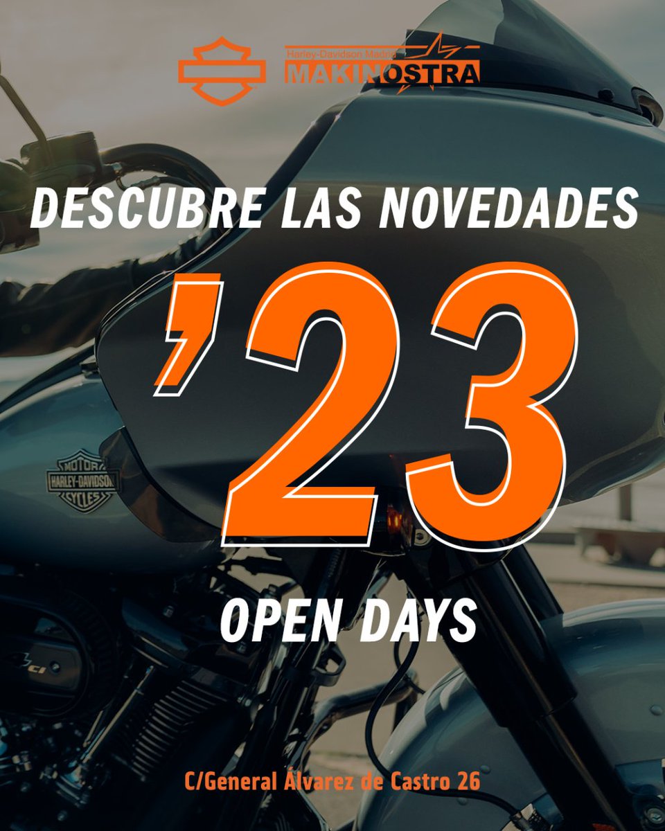 MakinostraHD's tweet photo. ¿Te encanta Harley-Davidson? Entonces no puedes perderte el Open Days que se celebra en nuestro concesionario oficial de H-D Makinostra los días 24 y 25 de marzo.

Apúntate de manera gratuita en nuestras pruebas de conducción https://t.co/Iw6NHJ9GEk https://t.co/l8elOfLhPD