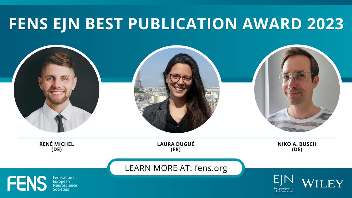 FENSorg's tweet photo. 😍 #FENS and @EJNeuroscience are proud to announce that the winners of the EJN Best Publication Award 2023 are @psy_michel, @lauradugue and @cognikobusch. 
👉 Come to their lecture on 3 May, during #FRM2023, in Algarve, Portugal!
https://t.co/z4yzxdXQqA

@WileyNeuro https://t.co/ikaUG2y11m