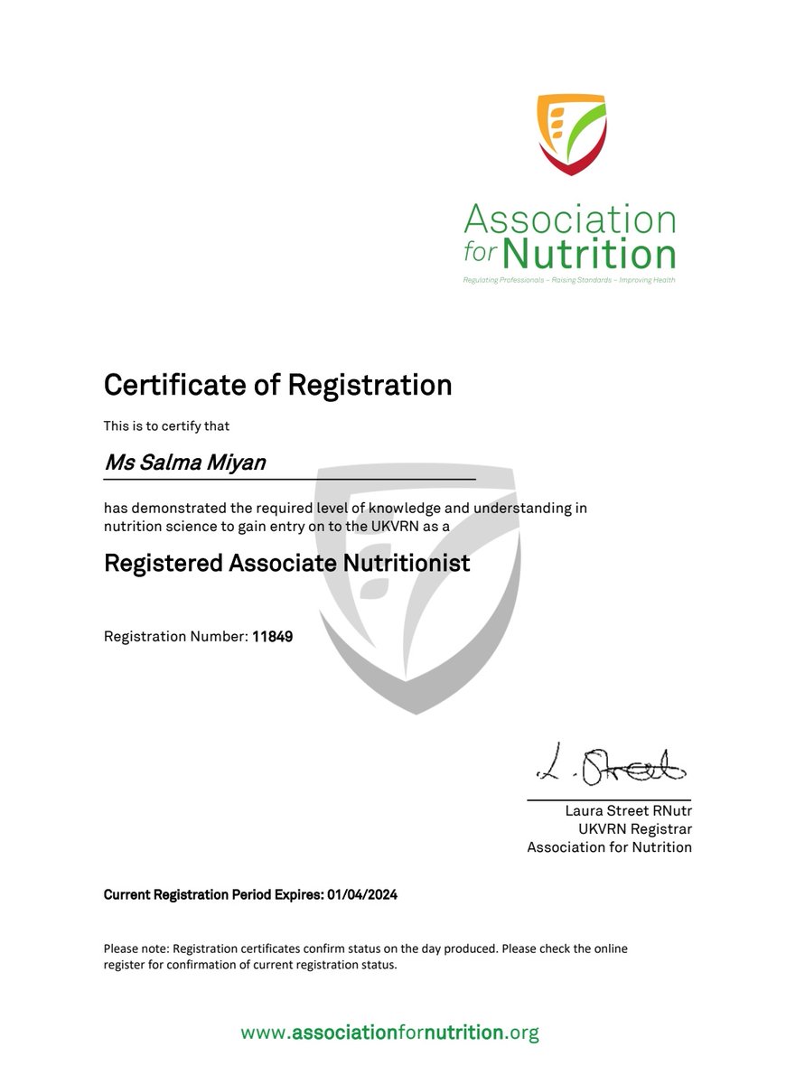 SalsMiyan's tweet photo. Renewed my #ANutr registration with @AfN_UK_ for another year!!
🥦🥑🍒🌶🍋🍍🍆🥬🍎🫑🍉🍊 
#RegisteredNutritionist #EvidenceBased #AfN https://t.co/wT9TZsQ7GZ
