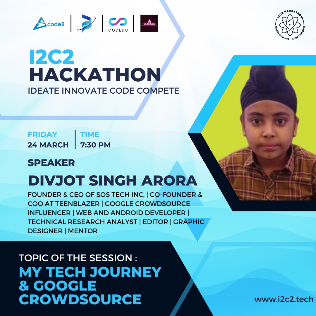 i2c2hackathon's tweet image. Hello Everyone !

Date: 24-03-2023
Time: 7:30 PM IST
Venue: Google Meet

Google Meet - Session Link: meet.google.com/hcc-fxhq-frf

Don&apos;t miss out on this chance to connect with like-minded professionals and expand your knowledge. 

We look forward to seeing you there!
