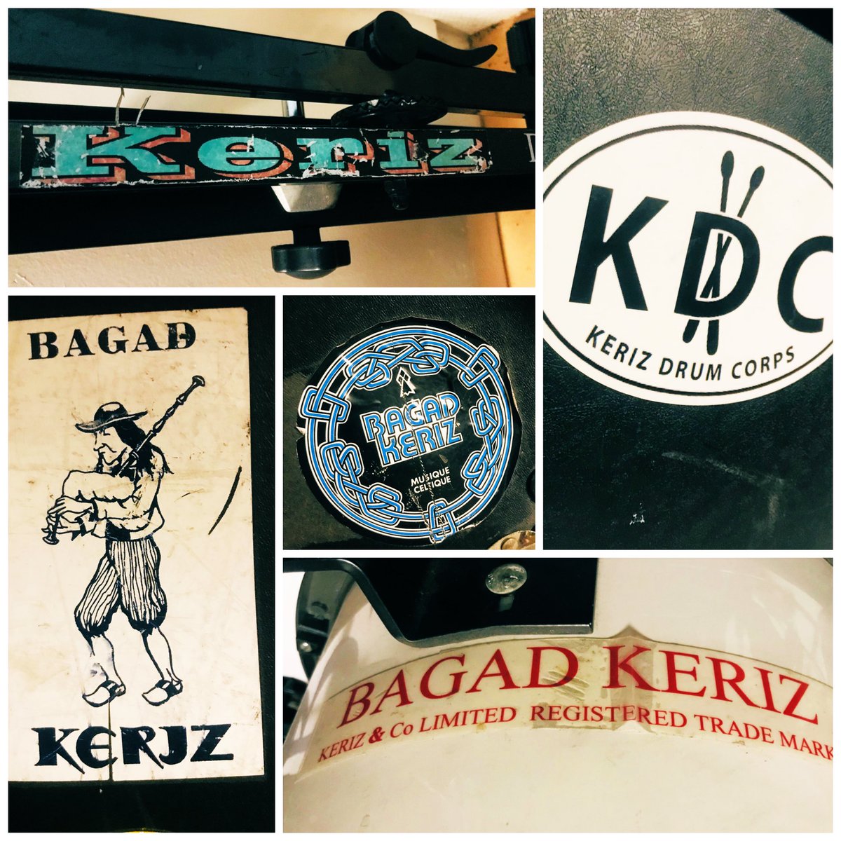 Bagad_Keriz's tweet photo. Sur le matériel et les instruments, des autocollants rappelant la longue histoire (plus de 40 ans) du #BagadKeriz de la ville de #Clichy (92).
#Bagad #Bretons #MusiqueBretonne #Sonerion #Bretagne https://t.co/eJXq23xdfQ