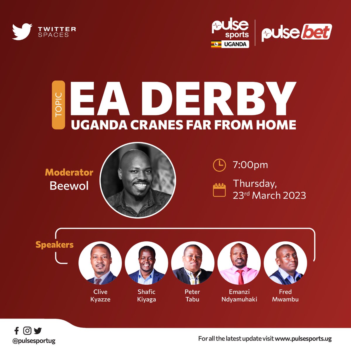 BannetRurunga's tweet photo. Away from home, but still getting the love. The Uganda Cranes renew their rivalry with Tanzania in AFCON Qualification. Join the conversation this evening &amp; hear what @PulseSportsUGA and @pulsebetuganda  pundits have to say about our chances.

#FeaturedPost #FeatureByPulse https://t.co/gINW1ky2DJ