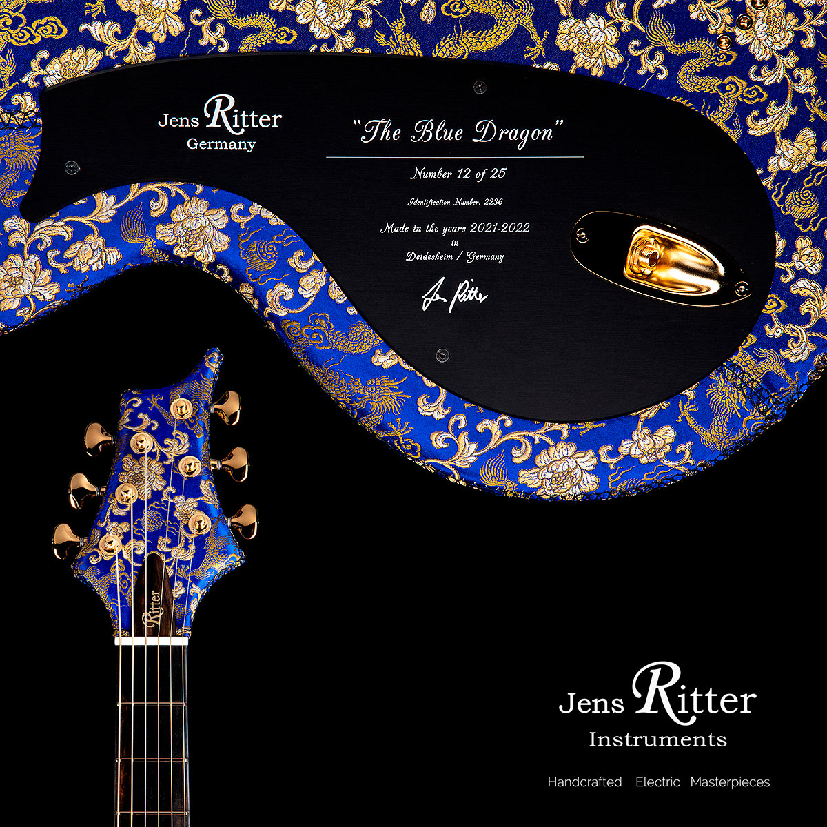 JensRitter's tweet photo. The Blue Dragon n° 12 of 25 has just arrived at its new home.
More about this Limited Edition series: https://t.co/mO6v3u9gId

#electricguitar 
#guitarcollection 
#jensritterinstruments https://t.co/BCw79RmaPJ