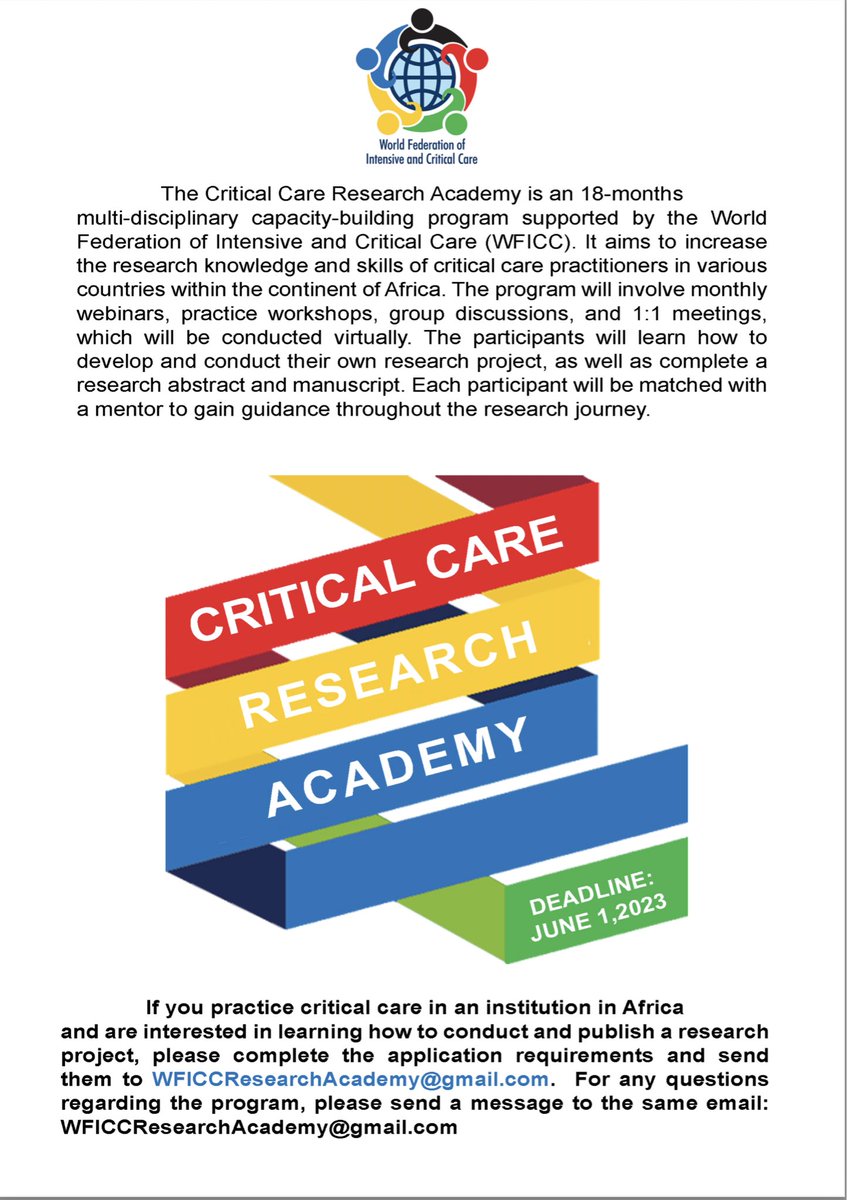 brendam1611's tweet photo. ￼ 
Great opportunity for #PedsICU colleagues in Africa. @PECCAfrica @WFPICCS @NazerLama https://t.co/Z8cql4W62u