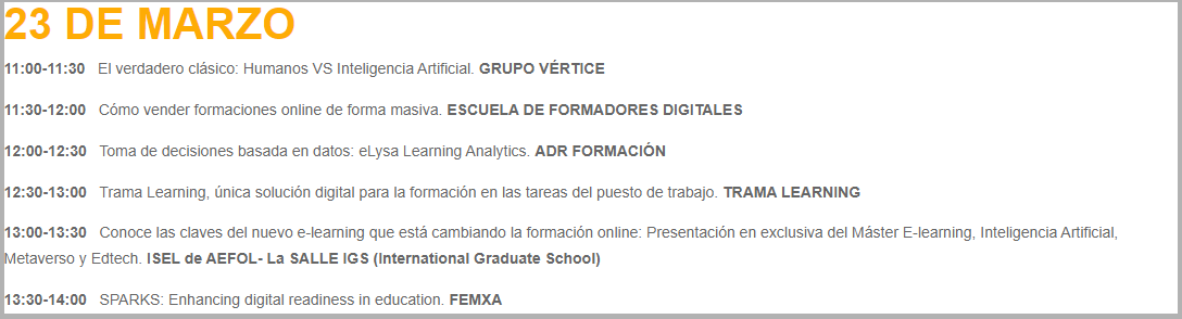 Tramalearning's tweet photo. 📢¡No te pierdas la presentación de Trama Learning que hará Santiago Córdoba, CEO de @BinarySoul_Ofcl  hoy a las 12:30 en el #DigitalCorner en #EXPOELEARNING23 en el pabellón 5 de @IFEMA!

@expoelearning @AEFOL @Kenes_Group 
#SemanadelaEducacion #elearning #capacitacion https://t.co/1m1dtRRfZa