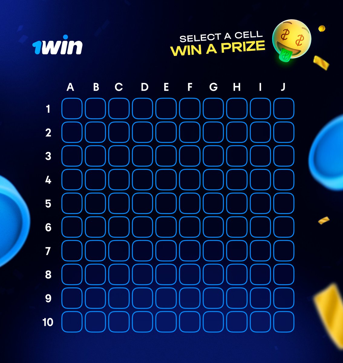 👋Hey <a href="/1winPro/">1win</a> family!
🎁There's a voucher hidden. Guess which cell the prize is in and get $10 on your 1win account.

✅Follow <a href="/1winPro/">1win</a>
📲Leave your 1win ID
✏️Select 3 cells 
👥Tag your friend

🗓️Results tomorrow.

🔗cutt.ly/P4E2GrC | #1win | #Giveaway | #PrizePicks