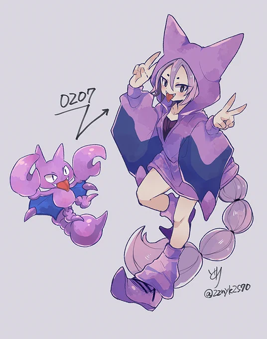 ※ポケ擬人化フォロワーさんとポケ擬人化のお話をしたので描きました。誕生日と同じ図鑑番号の子は?ってのを前にTwitterで見かけたので、その子を。 