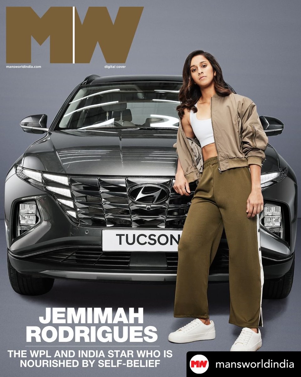 HyundaiIndia's tweet photo. As a key player on the Indian Women's Cricket team, @JemiRodrigues shines in the spotlight. With natural talent that knows no bounds, she is a true powerhouse - just like the Hyundai TUCSON.
#Hyundai #HyundaiIndia #ILoveHyundai #TheDriveWithin https://t.co/HnFsg5Cjk2