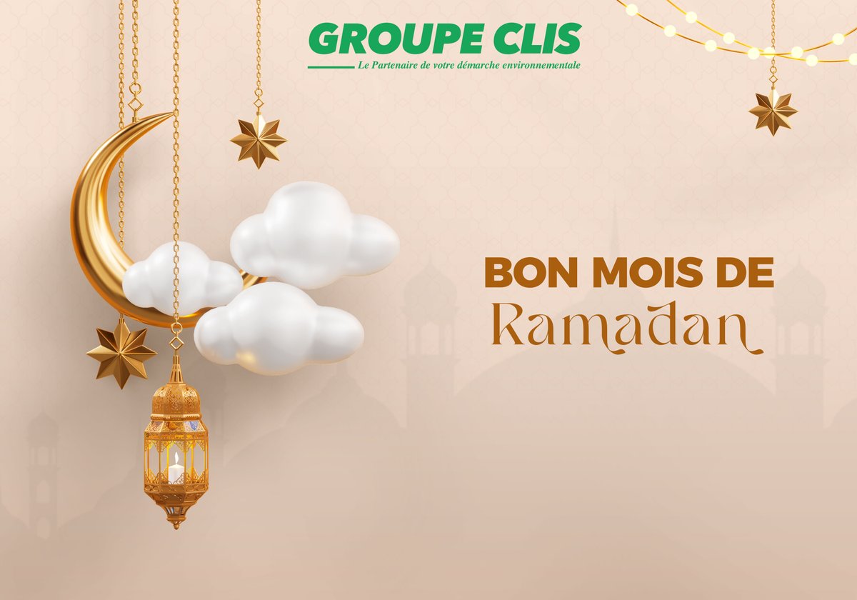 GROUPECLIS2019's tweet photo. Le GROUPE CLIS souhaite adresser ses meilleurs vœux à tous les musulmans en ce début de Ramadan. Que ce mois sacré soit pour vous une période de paix, de bénédiction et de partage. Que vos prières soient exaucées et que votre jeûne soit accepté.
#ramadankareem #groupeclis #priere https://t.co/8q2M1v07ap