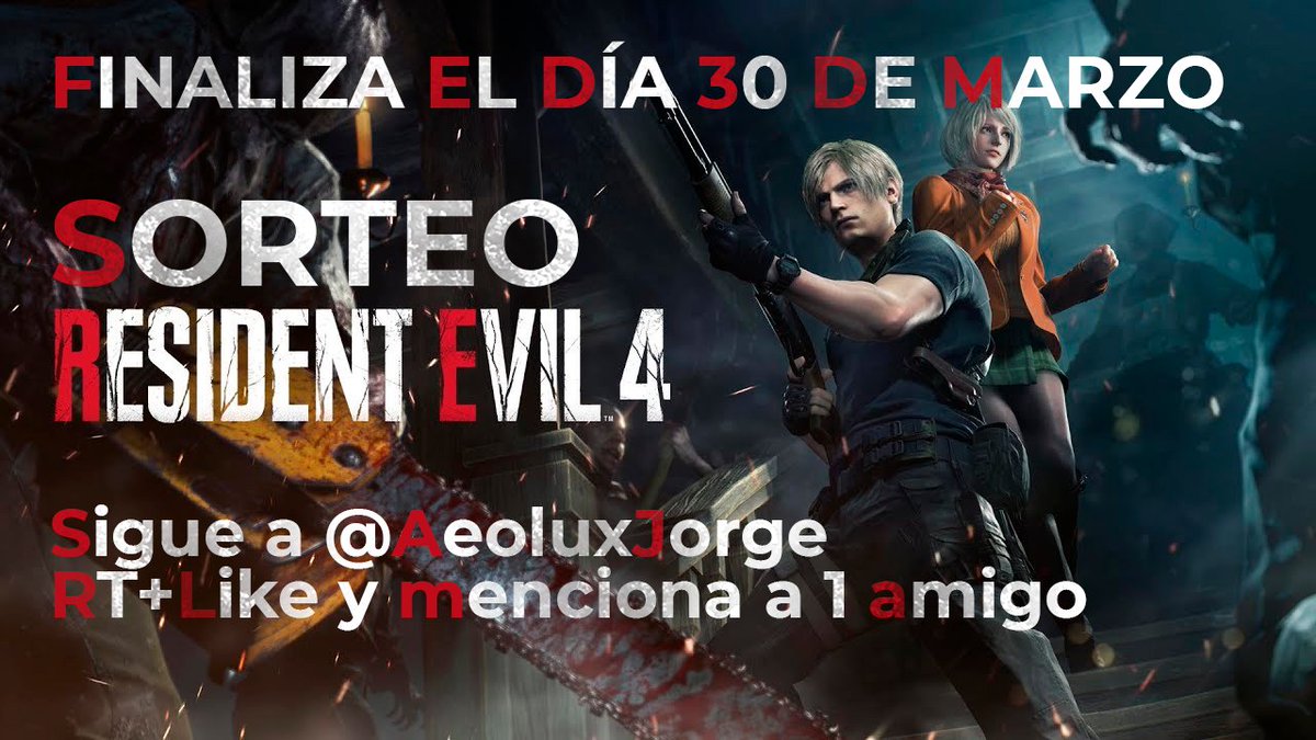 🕹️✨ SORTEO ✨🕹️

RESIDENT EVIL 4 PC para Steam

Requisitos:
- Seguir <a href="/AeoluxJorge/">Aeolux</a> 
- RT+Like
- Menciona 1 amigo que sea fan de la saga.

Extra: Dime tu RE favorito.

Termina el 30 de Marzo.