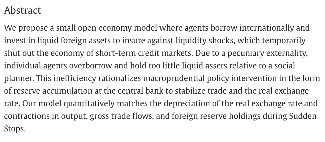 JIntlEcon's tweet photo. New: "Sudden stops and reserve accumulation in the presence of international liquidity risk" by Flora Lutz and Leopold Zessner-Spitzenberg. Can reserve accumulation be an optimal macroprudential tool?
https://t.co/WOzkRBWw76 1/2 https://t.co/mxZMj9j061