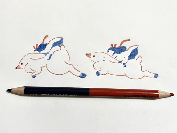 赤青鉛筆で描いています 